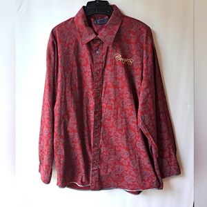 Coogi Red Paisley Button-Up Shirt